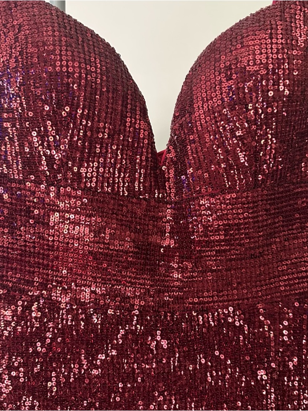 Cinderella Strapless Sequin Bustier in Burgundy